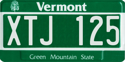 VT license plate XTJ125
