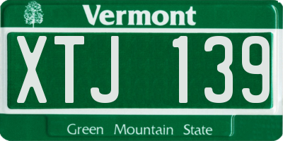 VT license plate XTJ139