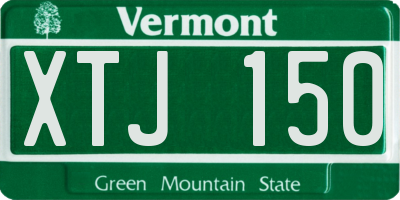 VT license plate XTJ150