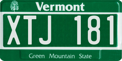 VT license plate XTJ181