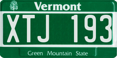 VT license plate XTJ193