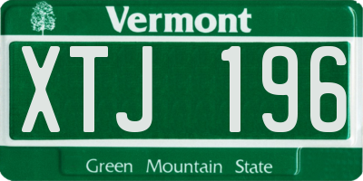 VT license plate XTJ196