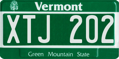 VT license plate XTJ202