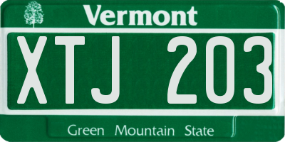 VT license plate XTJ203