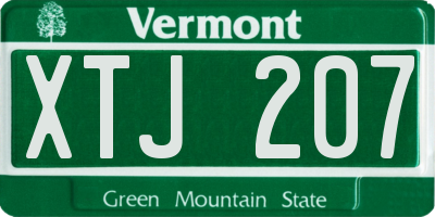 VT license plate XTJ207