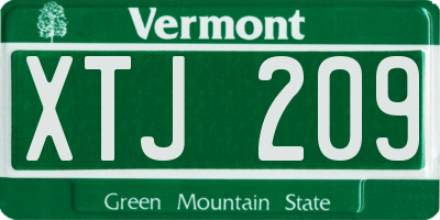 VT license plate XTJ209