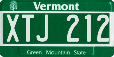 VT license plate XTJ212