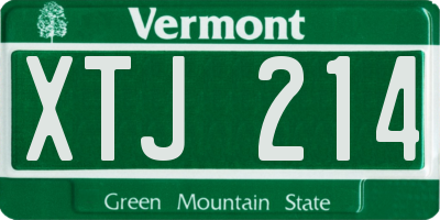 VT license plate XTJ214