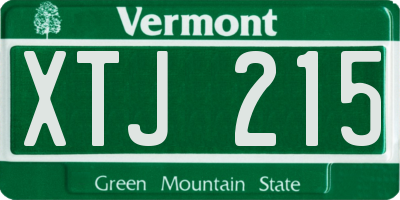 VT license plate XTJ215