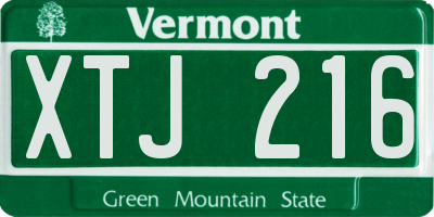 VT license plate XTJ216