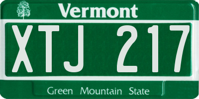 VT license plate XTJ217
