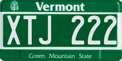 VT license plate XTJ222