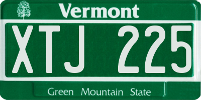 VT license plate XTJ225
