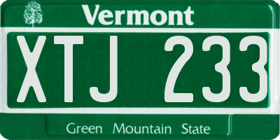 VT license plate XTJ233