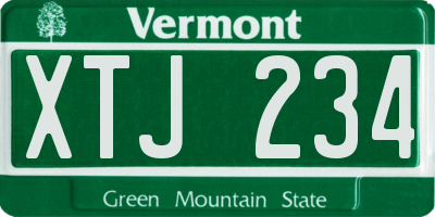 VT license plate XTJ234