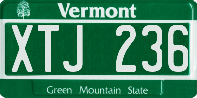VT license plate XTJ236