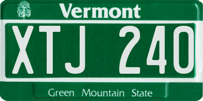 VT license plate XTJ240