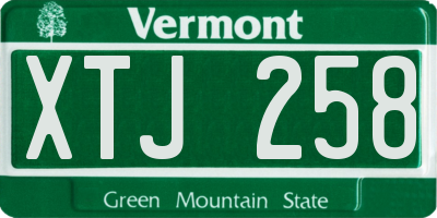 VT license plate XTJ258