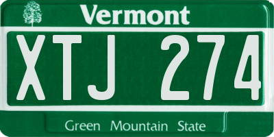 VT license plate XTJ274