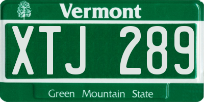 VT license plate XTJ289