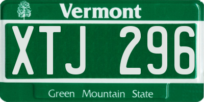 VT license plate XTJ296