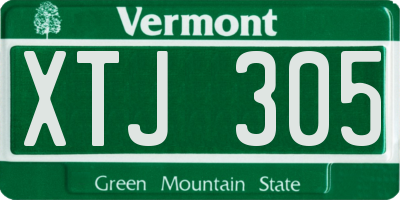 VT license plate XTJ305