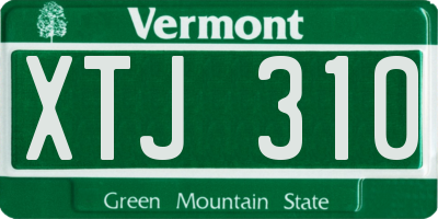 VT license plate XTJ310
