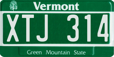 VT license plate XTJ314