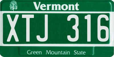 VT license plate XTJ316