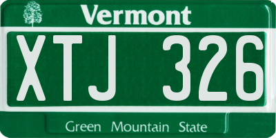 VT license plate XTJ326