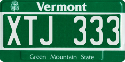 VT license plate XTJ333