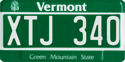 VT license plate XTJ340
