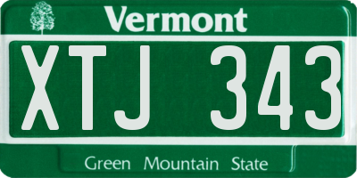 VT license plate XTJ343
