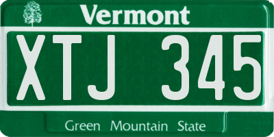 VT license plate XTJ345