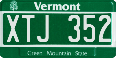 VT license plate XTJ352