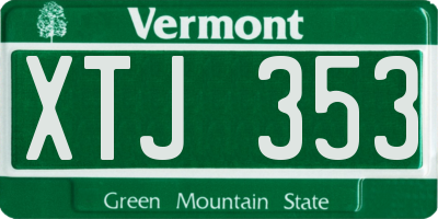 VT license plate XTJ353