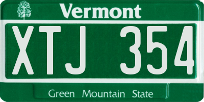 VT license plate XTJ354