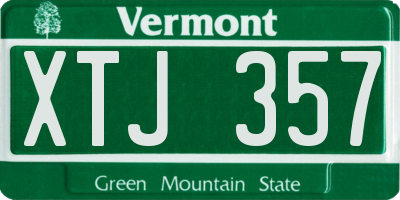 VT license plate XTJ357