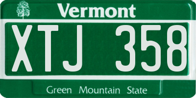 VT license plate XTJ358