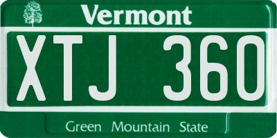 VT license plate XTJ360