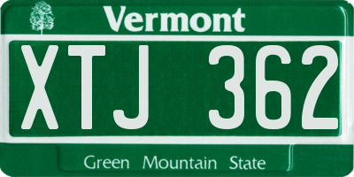 VT license plate XTJ362