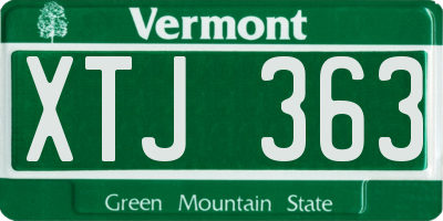 VT license plate XTJ363