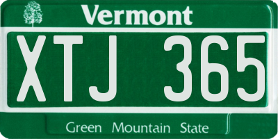 VT license plate XTJ365