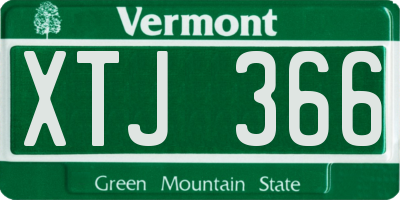 VT license plate XTJ366