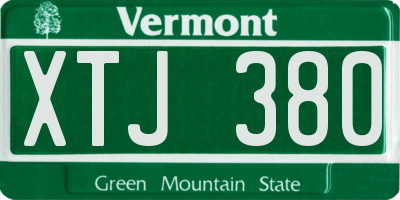 VT license plate XTJ380