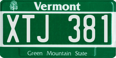 VT license plate XTJ381