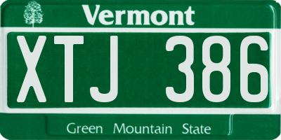 VT license plate XTJ386