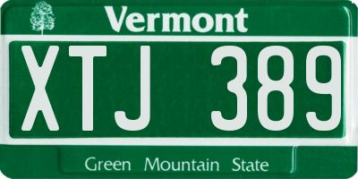 VT license plate XTJ389