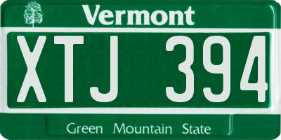 VT license plate XTJ394