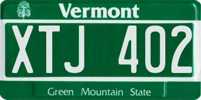 VT license plate XTJ402